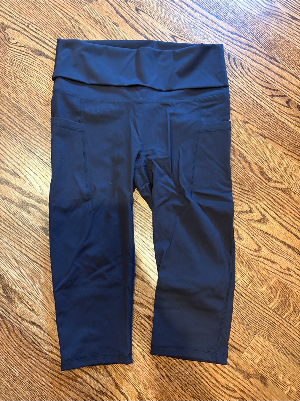 POPFLEX Navy Cropped Leggings with Wide Waistband
